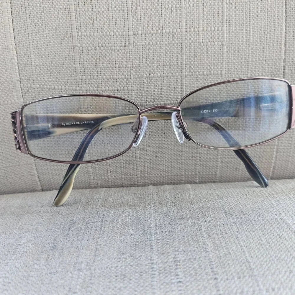 Vintage Oscar De La Renta Women Eyeglasses Frame OSL11 Eyewear Bronze Tone Glass